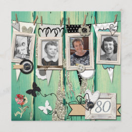Invitación de Shabby Chic Photo 80th Birthday Part