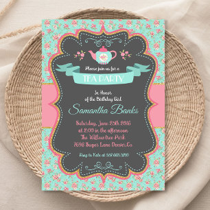 Invitación de Shabby Chic Tea Party   Fiesta de co