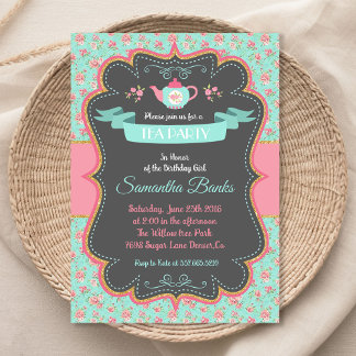Invitación de Shabby Chic Tea Party | Fiesta de co