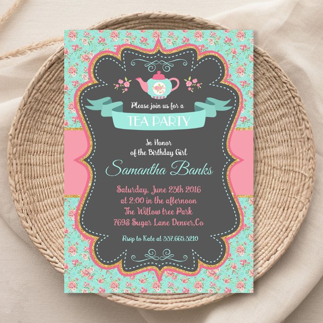 Invitación de Shabby Chic Tea Party | Fiesta de co (Subido por el creador)