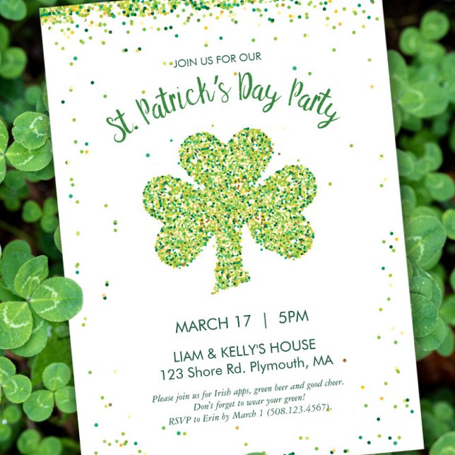 Invitación de Shamrock a la celebración del Día de (Saint Patrick's Day Party Invitation - Petite)