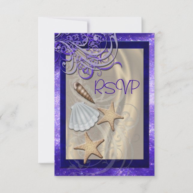 Invitación de Shimmering Seashell Purple Beach Rsv (Anverso)