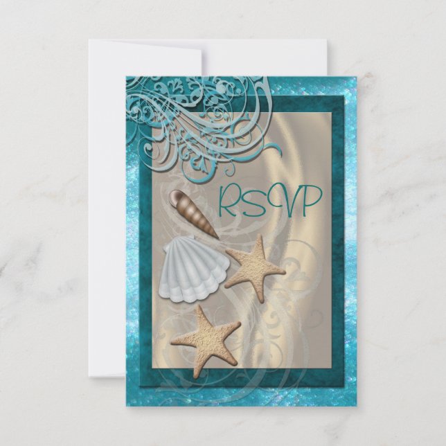 Invitación de Shimmering Seashell Verde azulado Be (Anverso)