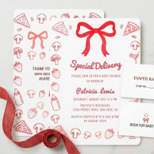 Invitación de Shower de Bebé Coquette Pizza Entreg