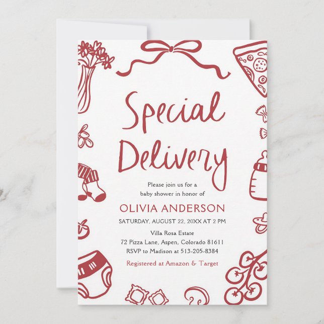 Invitación de Shower de Bebé de Entrega Especial d (Anverso)