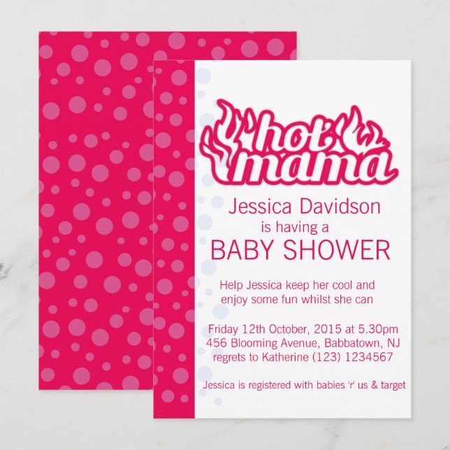 Invitación de shower de bebé de mamá caliente con  (Anverso / Reverso)