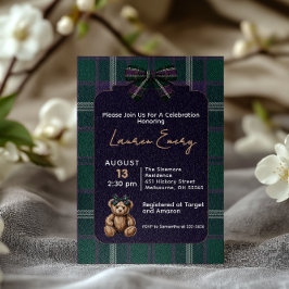 Invitación de shower de bebé de oso elegante y chi