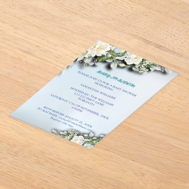 Invitación de shower de bebé floral de respaldo só (Distribución )