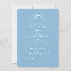 invitación de shower de bebé niño con lazo azul ca