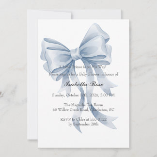 Invitación de Shower de Bebé Niño con Lazo Azul Co