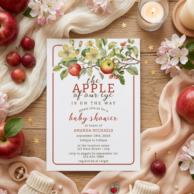 Invitación de Shower de Bebé Otoño Manzana Acuarel (Subido por el creador)