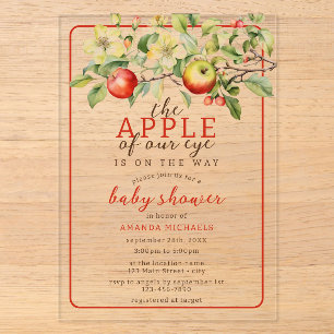 Invitación de Shower de Bebé Otoño Manzana Acuarel