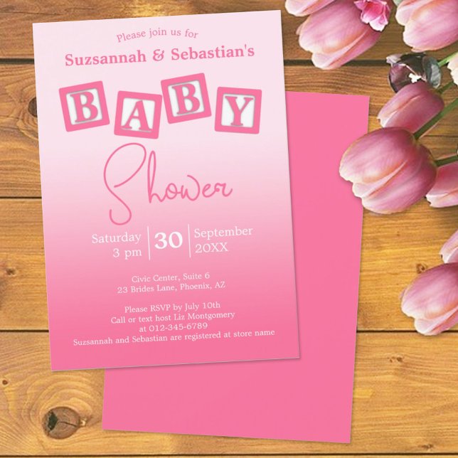 Invitación de Shower de Bloques para Niña con Efec (Subido por el creador)