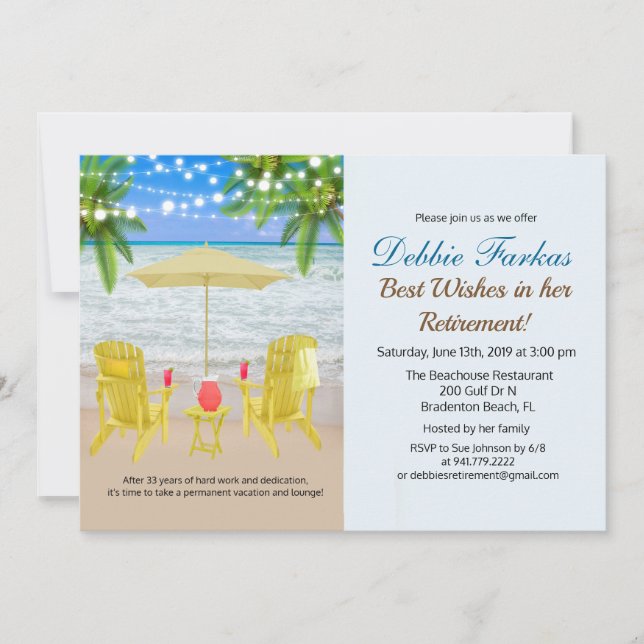 Invitación de Silla de Salón de Jubilación con Tem (Anverso)