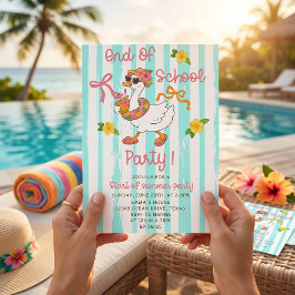 Invitación de Silly Goose Fin de Colegio a Rayas