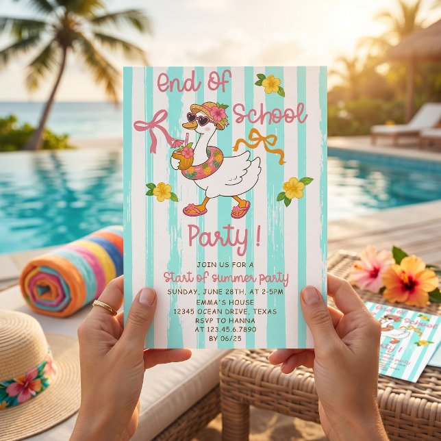 Invitación de Silly Goose Fin de Colegio a Rayas (Subido por el creador)