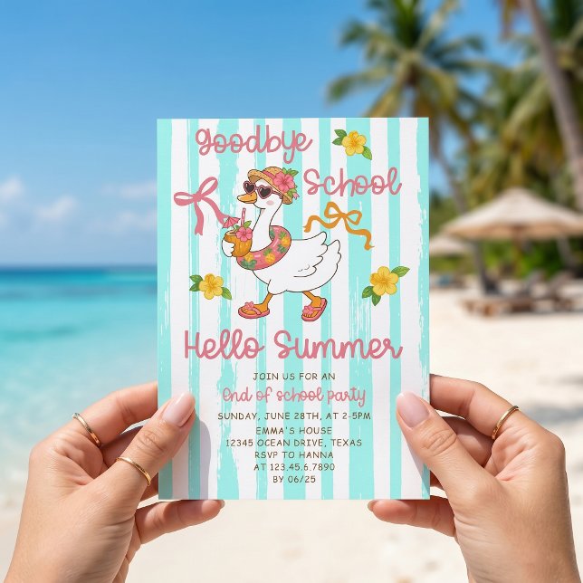 Invitación de Silly Goose Hello Summer Stripes (Subido por el creador)