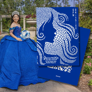 Invitación de Silueta de Quinceañera Azul Real y P