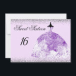 Invitación de Silver Purpurina Purple Gown Sweet 1<br><div class="desc">Purpurina de plata Purple Gown Sweet 16 invitación Elegante vestido Purpurina Ver colección coincidente en Nest Store y Nest Store</div>