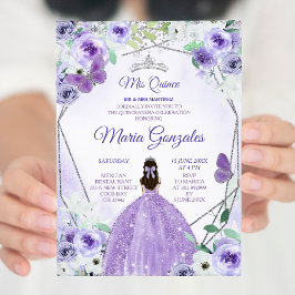 Invitación de Silver y Purple Mis Quince