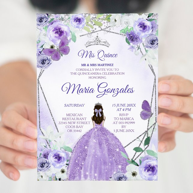 Invitación de Silver y Purple Mis Quince (Subido por el creador)