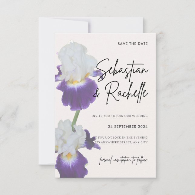 Invitación de Simple Script Flor Save the Date (Anverso)