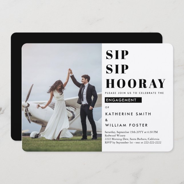 Invitación de Sip Sip Hooray Photo Engagement Part (Anverso / Reverso)