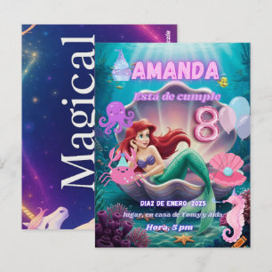 invitacion de Sirena Ariel brillante