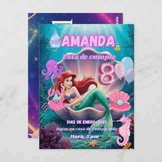 invitacion de Sirena Ariel brillante