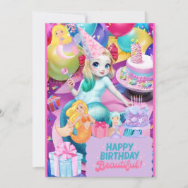 Invitación de sirena de cumpleaños