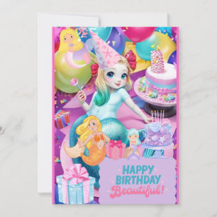 Invitación de sirena de cumpleaños