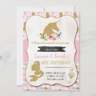 invitación de sirena de unicornio