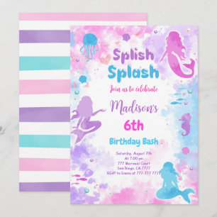 Invitación de sirena para cumpleaños 6