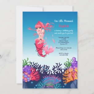 Invitación de sirena rosa