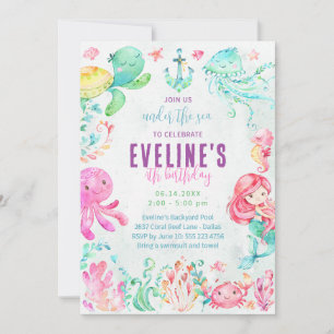 Invitación de Sirena y Amigos Bajo el Mar