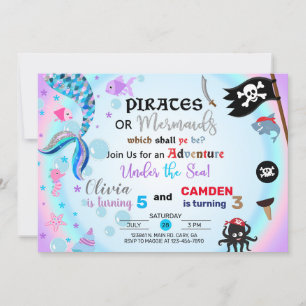 Invitación de sirenas y hermanos piratas.