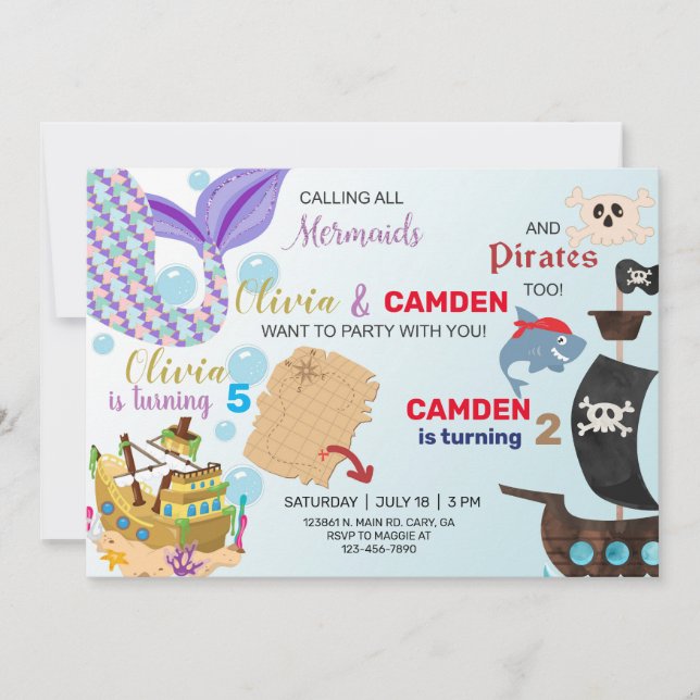 Invitación de sirenas y hermanos piratas. (Anverso)