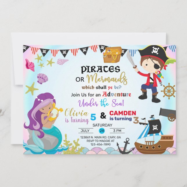 Invitación de sirenas y hermanos piratas. (Anverso)