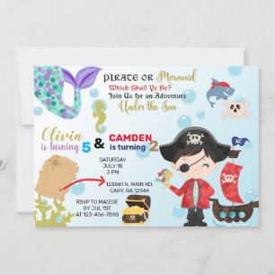Invitación de sirenas y hermanos piratas.