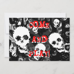Invitación de Skull Specters B&W rojo 'Come and Pl