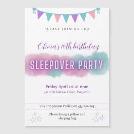 Invitación de Slepover Party | Bonitos pasteles