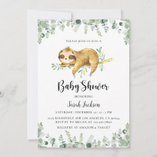 Invitación de Sloth Baby Shower