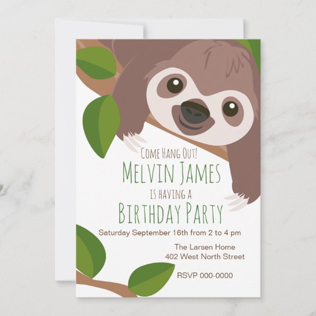 Invitación de Sloth Party (Anverso)