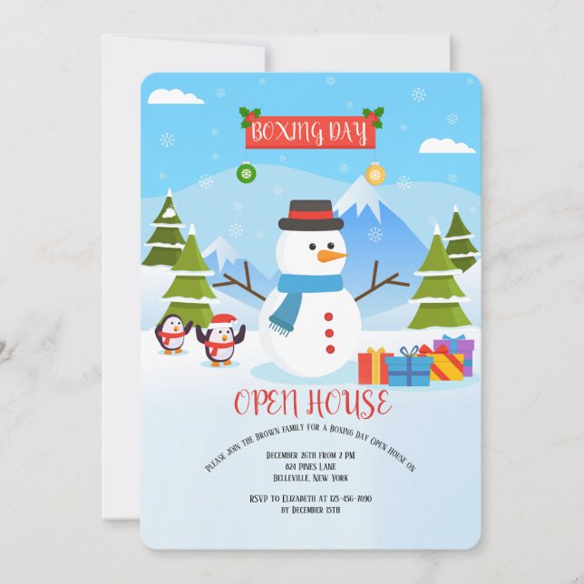 Invitación de Snowman en el Día del Boxeo (Anverso)