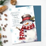 Invitación de Snowman, Fiesta navideño de feriado<br><div class="desc">¡Acepta el espíritu invernal de las maravillas con esta invitación festiva de Navidades de snowman! Esta carta festiva establece la escena con un encantador muñeco de nieve y la suave caída de la nieve, capturando la magia de la temporada. Los detalles son totalmente personalizables, asegurando que su reunión sea correcta....</div>