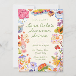 Invitación de Soiree de Verano Comida Bebida Té Di