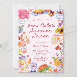 Invitación de Soireé de Verano Comida Bebida Té Di