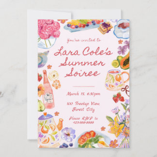 Invitación de Soireé de Verano Comida Bebida Té Di