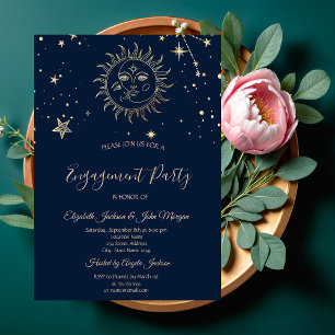 Invitación de Sol y Luna de Oro Celestial