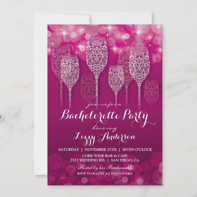 Invitación de soltera con luces brillantes y elega (Anverso)